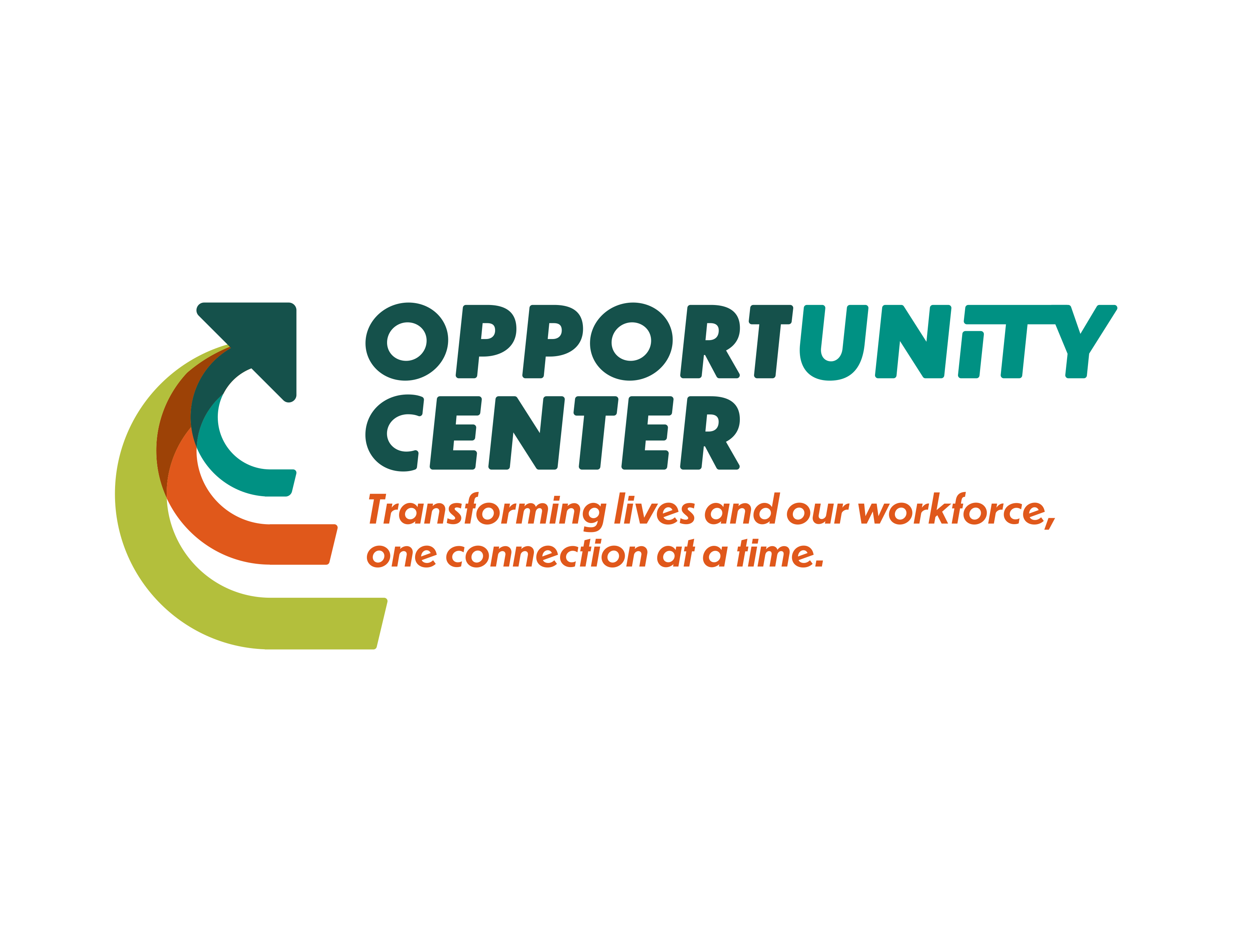 Opportunity Center logo with the words "Transforming lives and our workforce, one connection at a time.