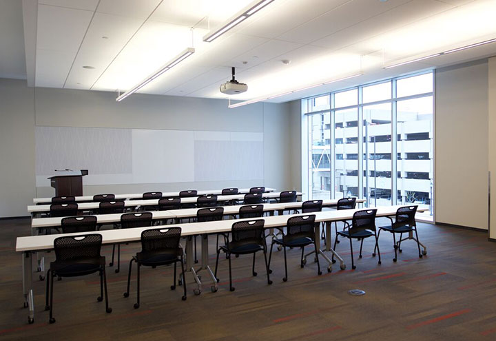 Beems Auditorium A & B interior showing several tables and chairs