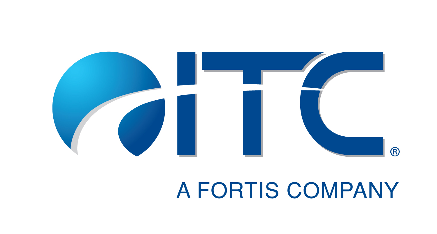 A blue circle with a swoop missing next to the words ITC A Fortis Company