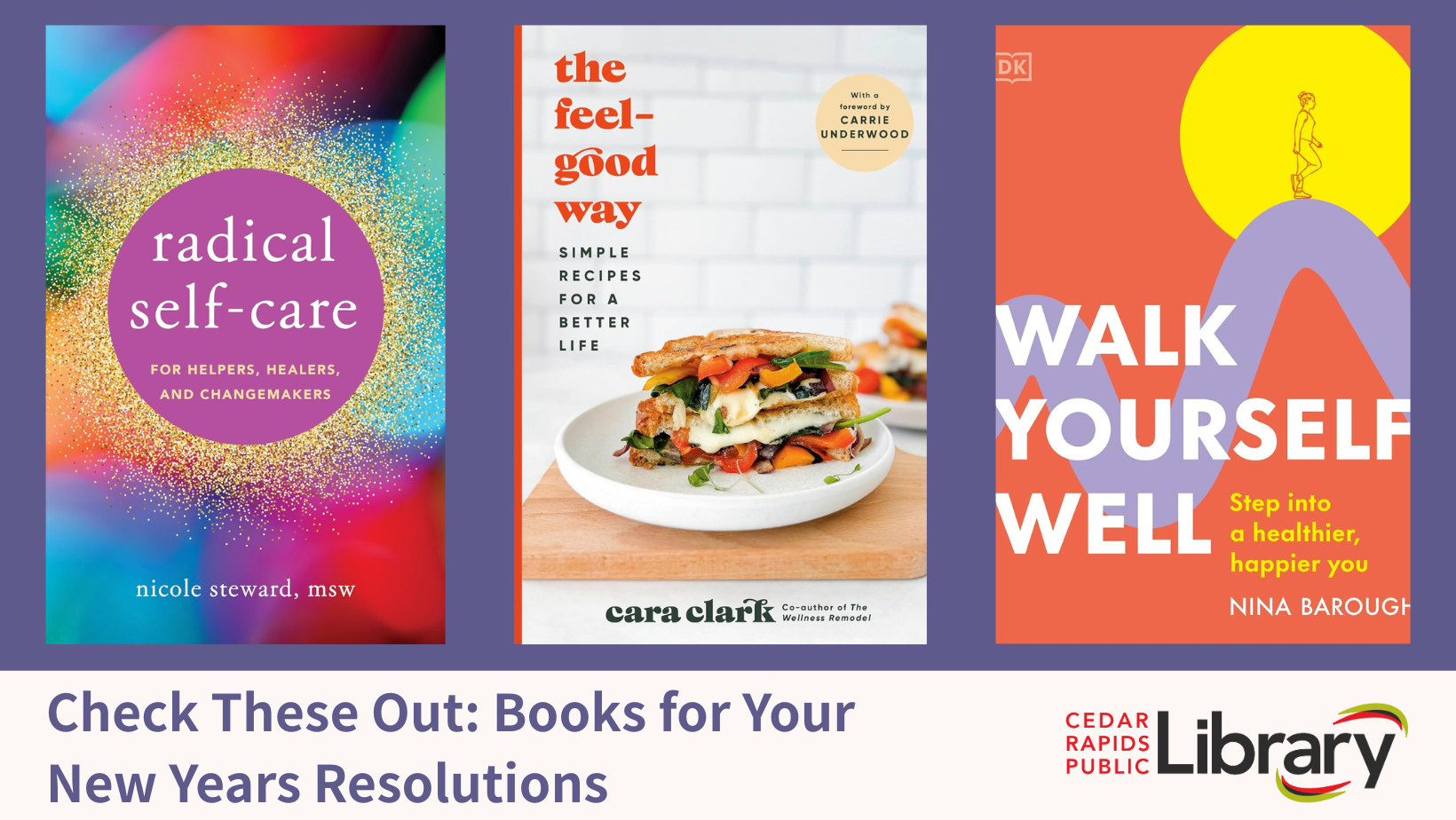 A graphic has bookd covers for New Year's Resolutions.