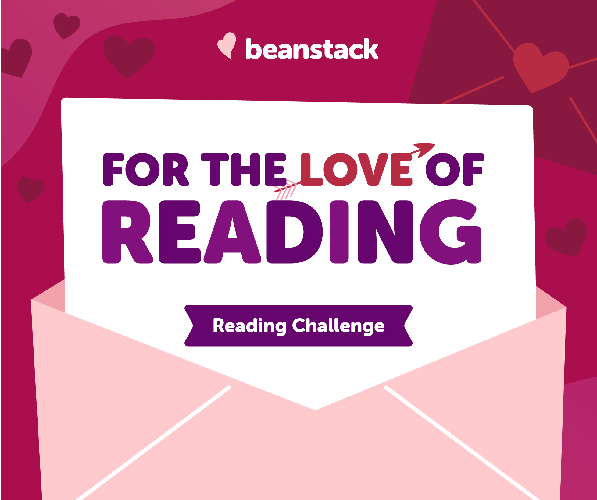 For the love of reading reading challenge square box with envelope that looks like a valentine