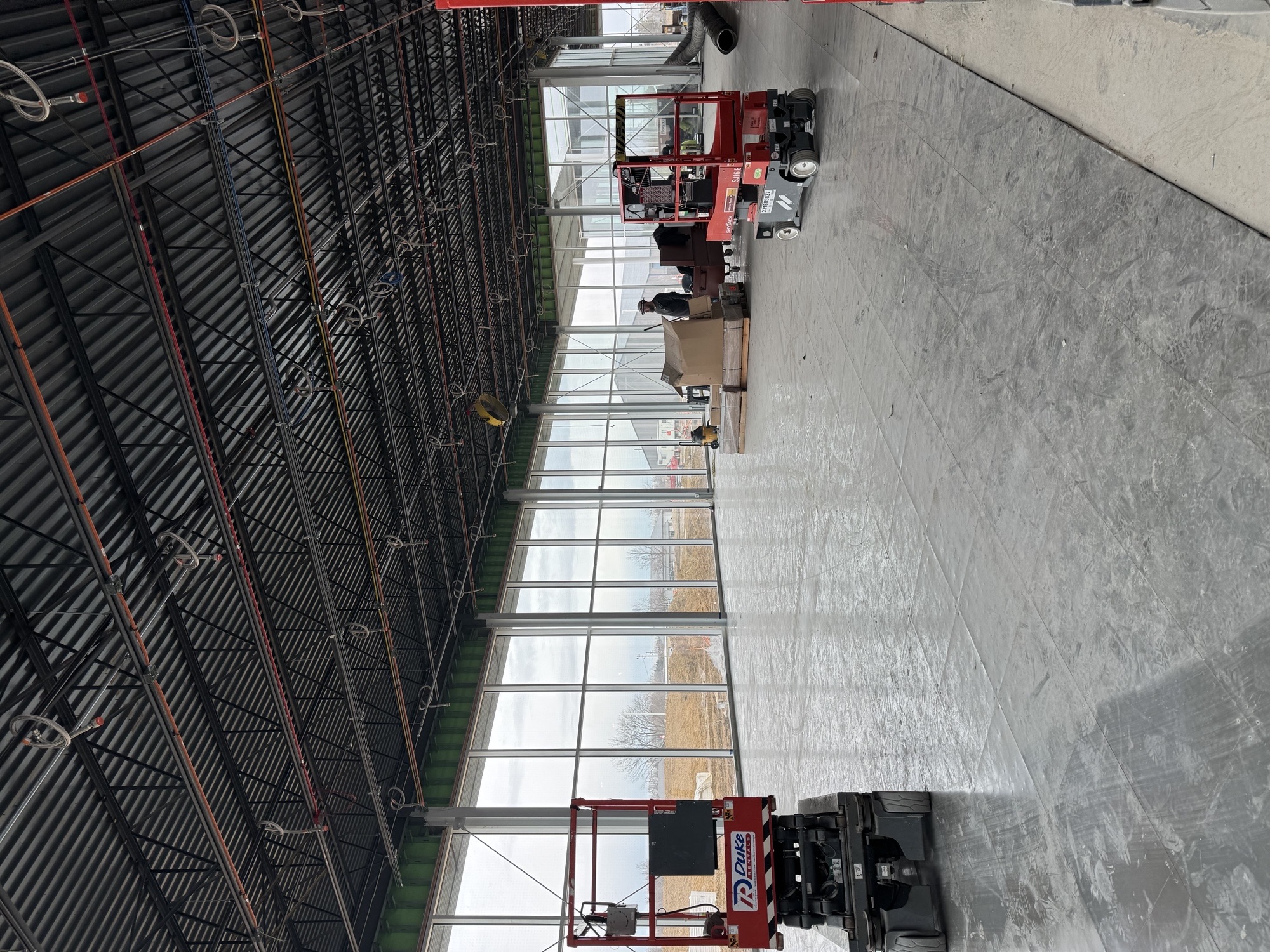 Busse Branch interior with raised access floor being finalized