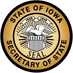 The seal of the State of Iowa Secretary of State.