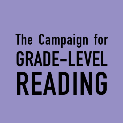 "The Campaign for Grade-Level Reading" written on a purple background.