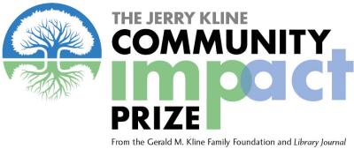 A tree logo on a blue and green background next to text reading "The Jerry Kline Community Impact Prize"