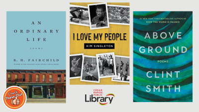 A graphic says "Check These Out" with book covers for "An Ordinary Life," "I Love My People," and "Above Ground."