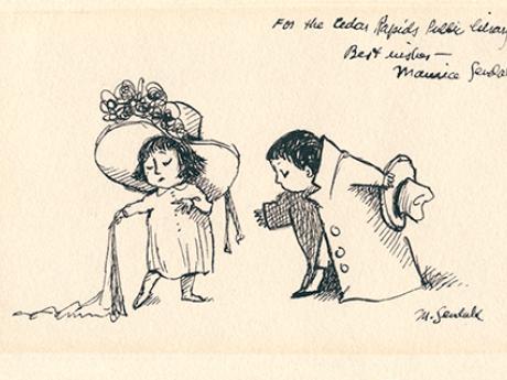 Sendak Image of a boy and a girl playing dress-up 