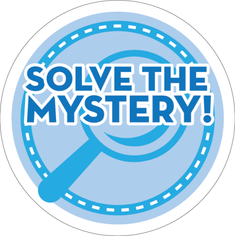 Solve the Mystery! written over an illustration of a magnifying glass.