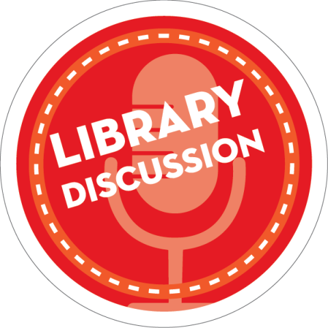Library Discussion over an illustration of a microphone.