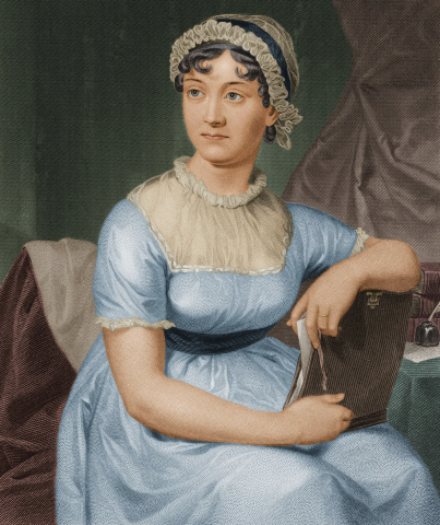 A portrait of Jane Austen.