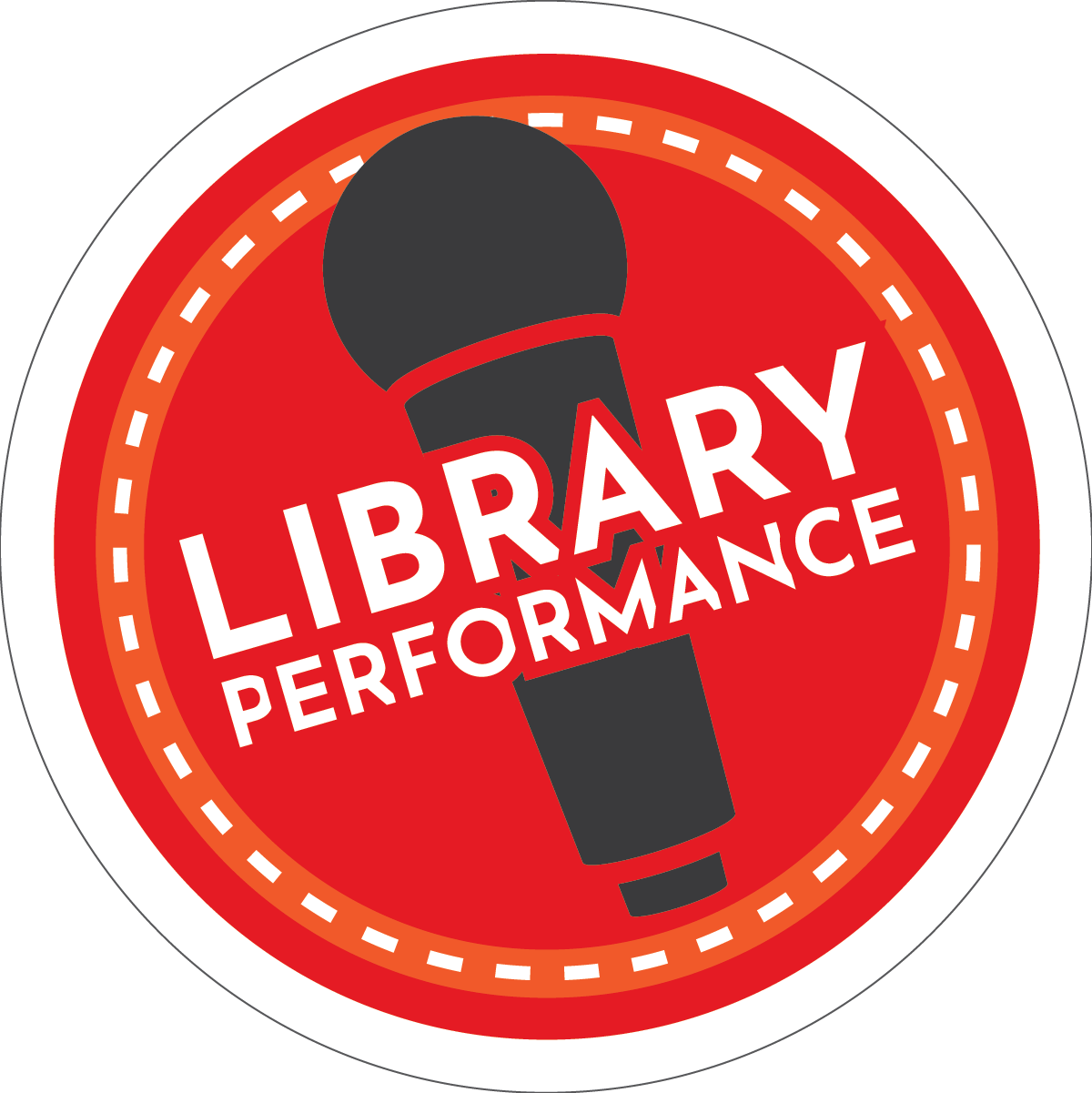 microphone icon with words library performance