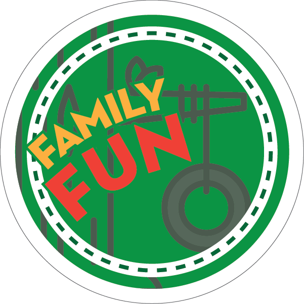 Family Fun written over a green circle.