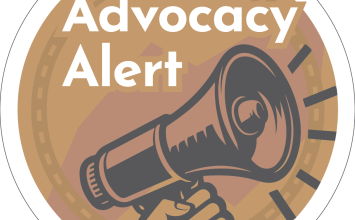 bullhorn and the words advocacy alert
